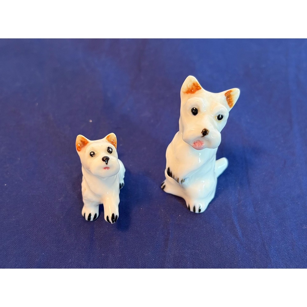 Two GNCO Bone China Japan Dog Figures - West Highland White Terriers